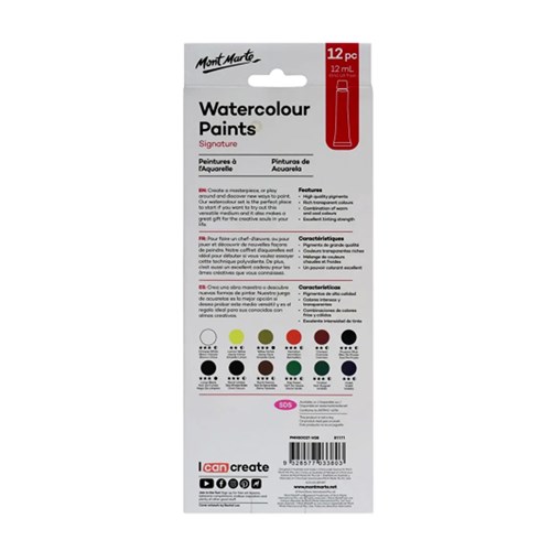 MONT MARTE PAINT SET Watercolours 12x12ml Tubes(1)